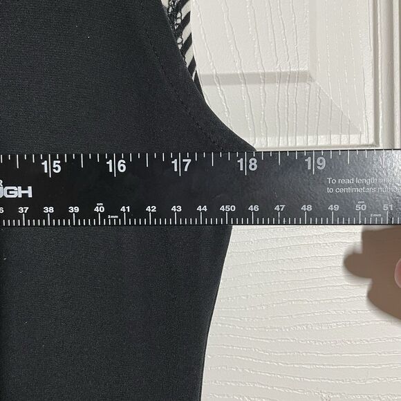 Chicos Blocked Striped Maxi Dress Black and White Pull Over V Neck Size 1 Medium - Picture 14 of 15